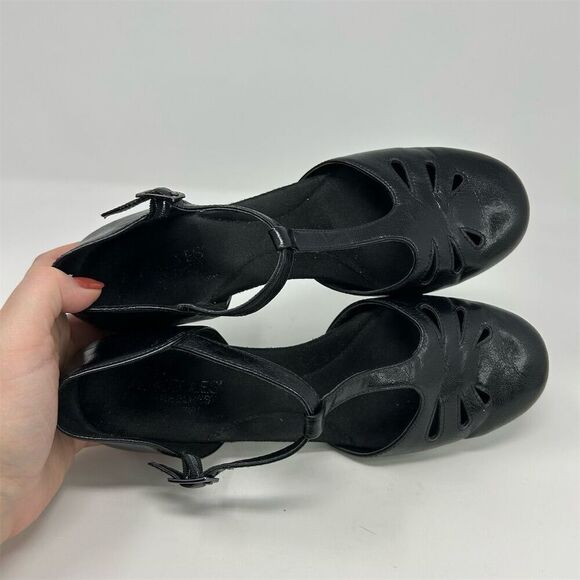 Aerosoles Heelrest Women's Black T-Strap Faux Leather Mary Jane Heels Size 8.5M - Picture 11 of 13